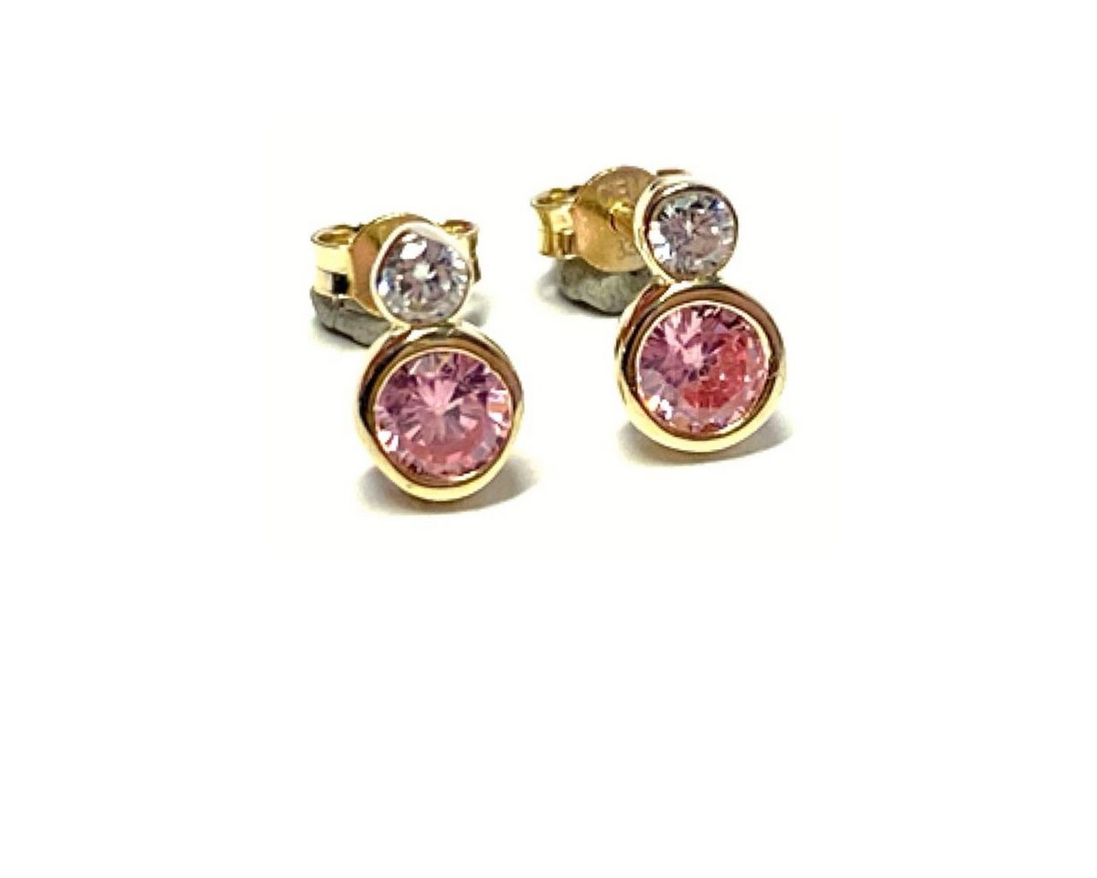 Edelschmiede925 Paar Ohrstecker 333/- Gelbgold Zirkonia rosa und weiß (k. A) von Edelschmiede925