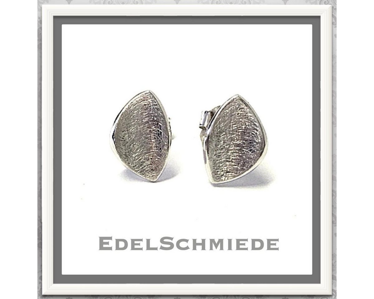 Edelschmiede925 Paar Ohrstecker Ohrstecker in 925 Silber rhod. eismatt & gewölbt von Edelschmiede925