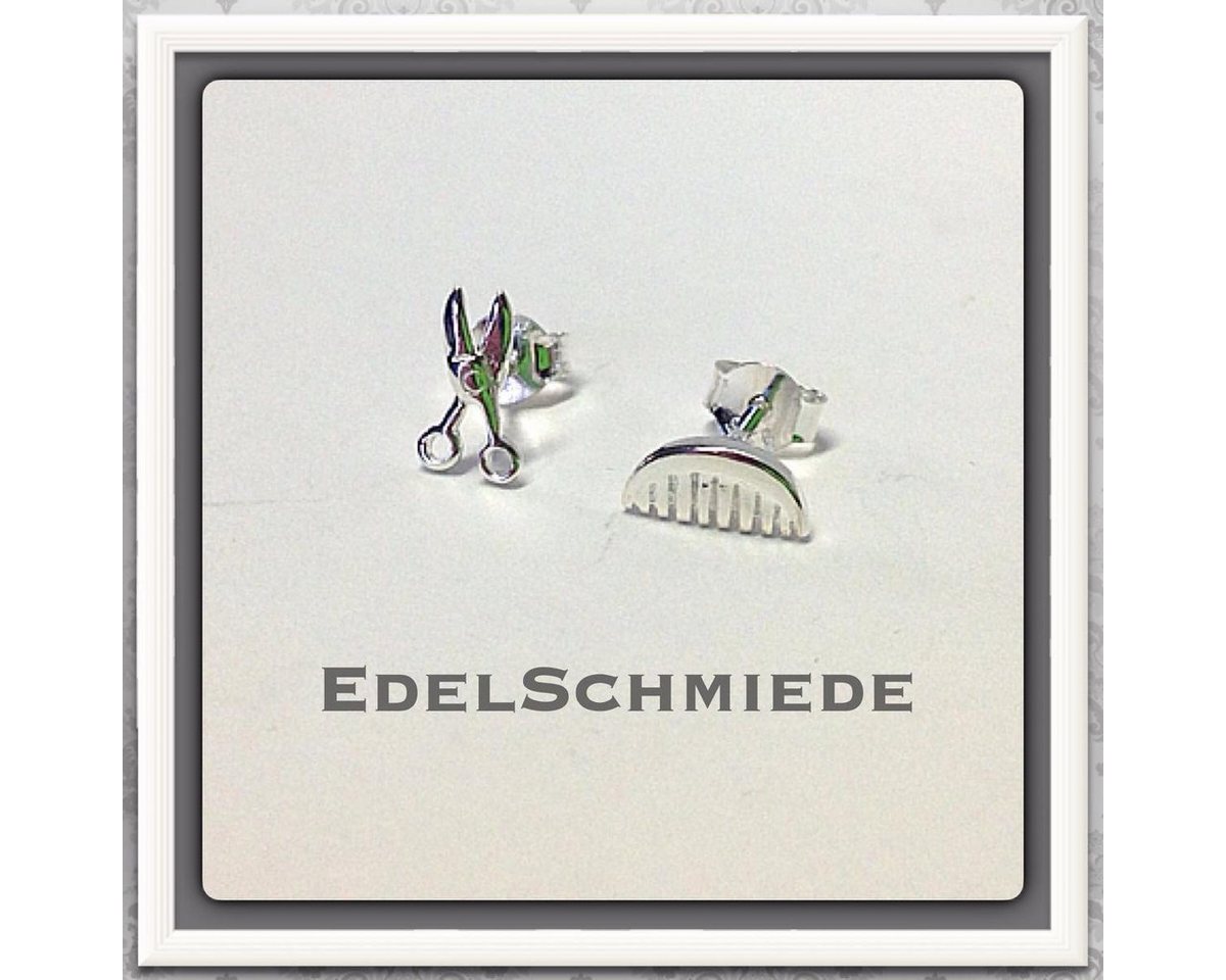 Edelschmiede925 Paar Ohrstecker Schere und Kamm als Ohrstecker 925 Silber - Frisör von Edelschmiede925