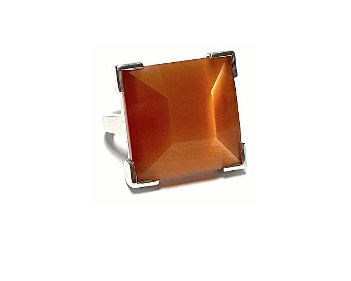 Edelschmiede925 Paar Ohrstecker Silberring orange 925/- Silber rhodiniert viereckig quadratisch Synthe von Edelschmiede925