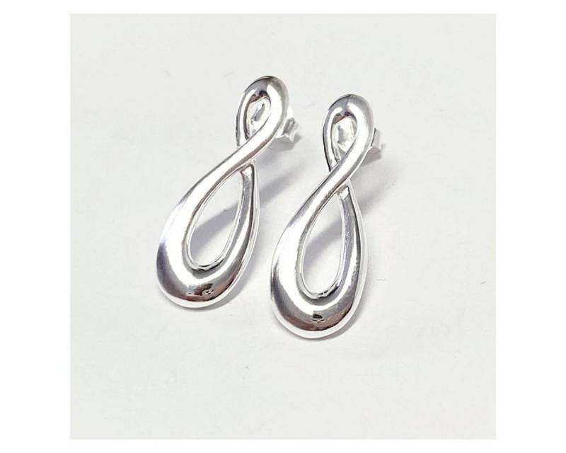 Edelschmiede925 Ohrstecker-Set Unendlichkeit lang als Ohrstecker in 925 Silber teilw. matt von Edelschmiede925