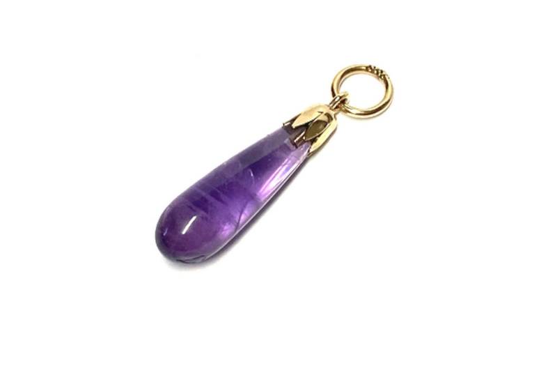 Edelschmiede925 Schmuckset Anhänger 333/- Gelgold Amethyst Tropfen Pampel glatt Unikat von Edelschmiede925