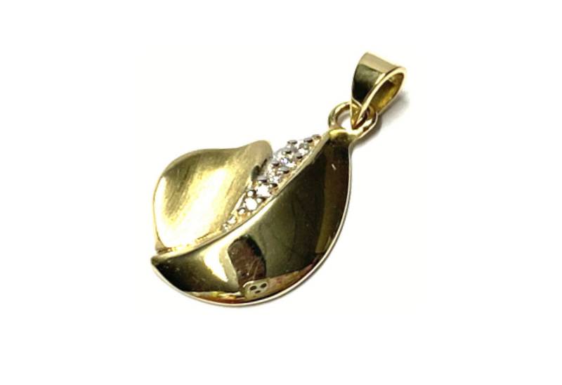 Edelschmiede925 Schmuckset Anhänger 375/- Gold Zirkonia teilweise matt Kettenanhänger von Edelschmiede925