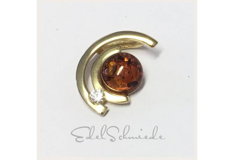 Edelschmiede925 Schmuckset Anhänger in 333/- Gelbgold m Bernstein Cabochon von Edelschmiede925
