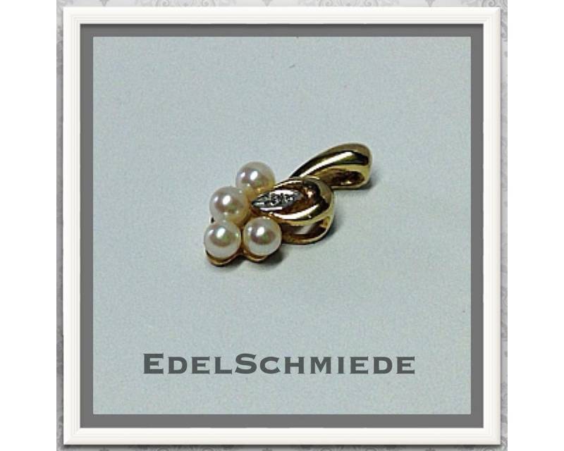 Edelschmiede925 Schmuckset Edelschmiede925 Goldanhänger in 333 GG mit echter Perle + Brillant von Edelschmiede925