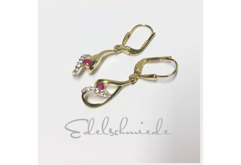 Edelschmiede925 Schmuckset Ohrhänger 333/- GG mit Rubin + Zirkonia von Edelschmiede925
