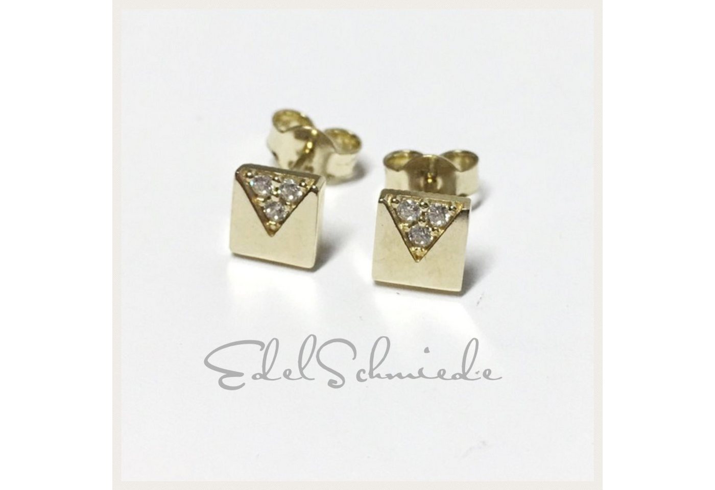 Edelschmiede925 Schmuckset Edelschmiede925 Ohrstecker 333 Gelbgold mit Zirkonia viereckig von Edelschmiede925