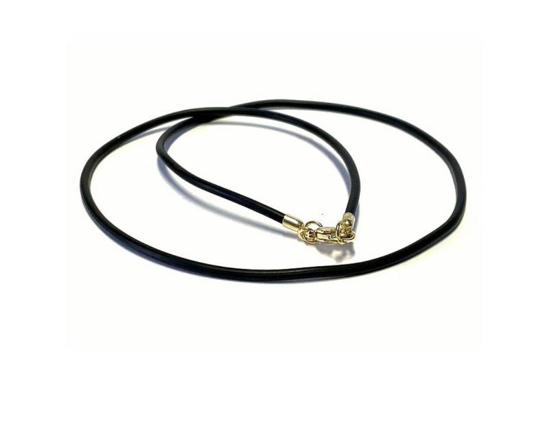 Edelschmiede925 Schmuckset Kautschukband schwarz 2mm 333/- Gelbgold Verschluß 45 cm von Edelschmiede925