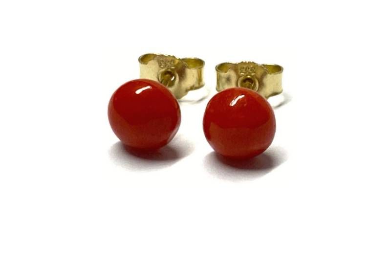 Edelschmiede925 Schmuckset Koralle Ohrstecker 333/- Gold 7 mm Donut Klassiker Ohrring von Edelschmiede925