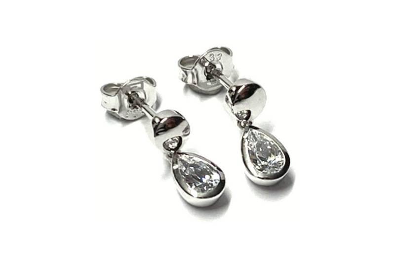 Edelschmiede925 Schmuckset Ohrring 333/- Weißgold Zirkonia tropfenförmig Ohrhänger Trendschmuck von Edelschmiede925