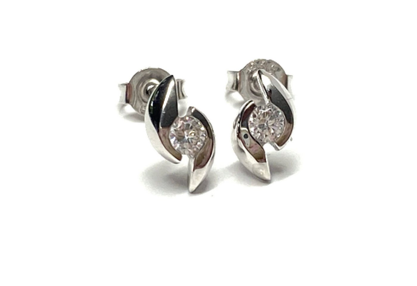 Edelschmiede925 Schmuckset Ohrstecker 333/- Weißgold Zirkonia Ohrring Klassiker von Edelschmiede925