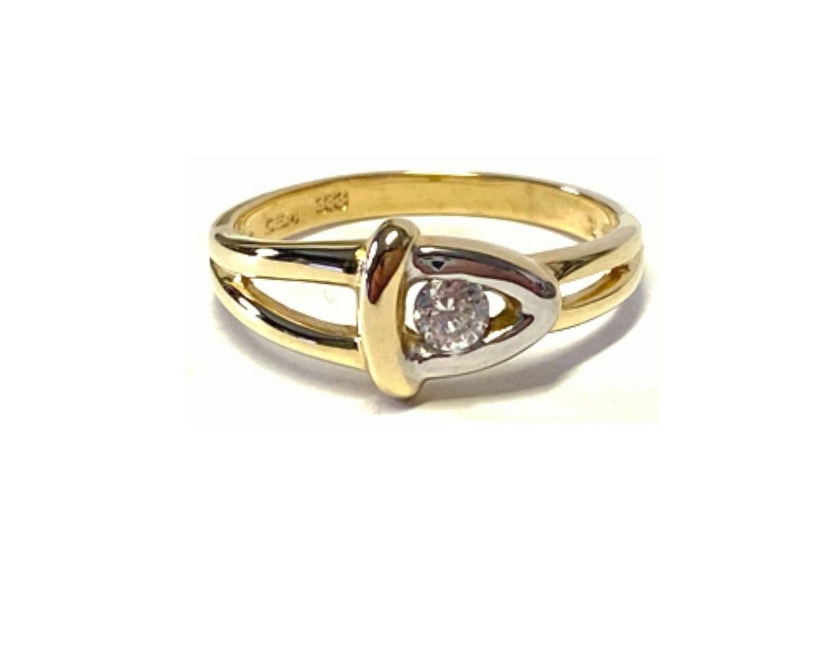 Edelschmiede925 Schmuckset Ring 333/- Gelbgold Zirkonia Schmuckring bicolor #54 von Edelschmiede925