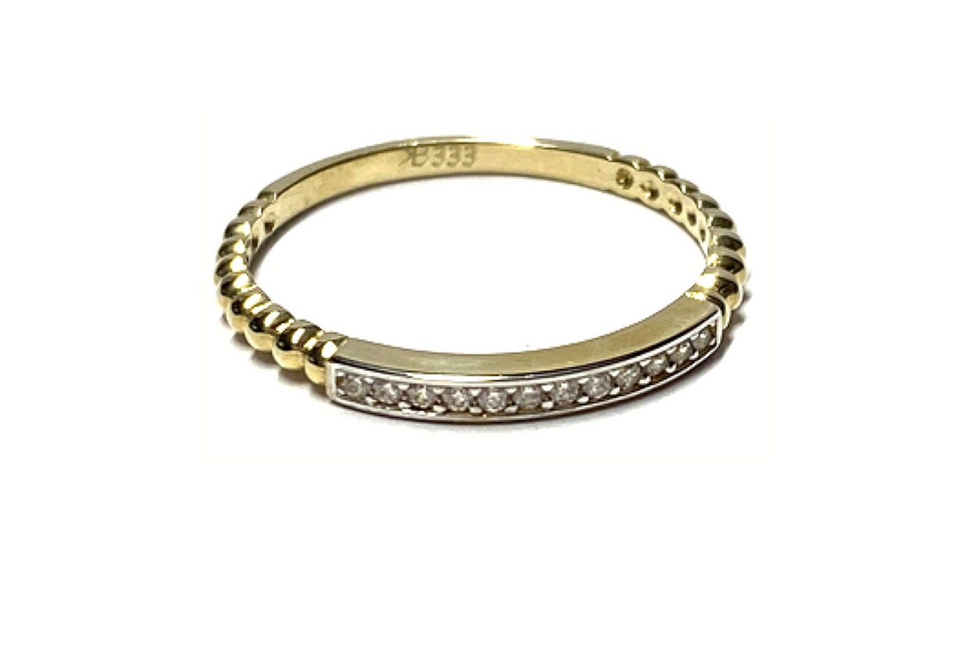 Edelschmiede925 Schmuckset Ring 333/- Gold Zirkonia Bandring Kugeloptik Vorsteckring #56 von Edelschmiede925