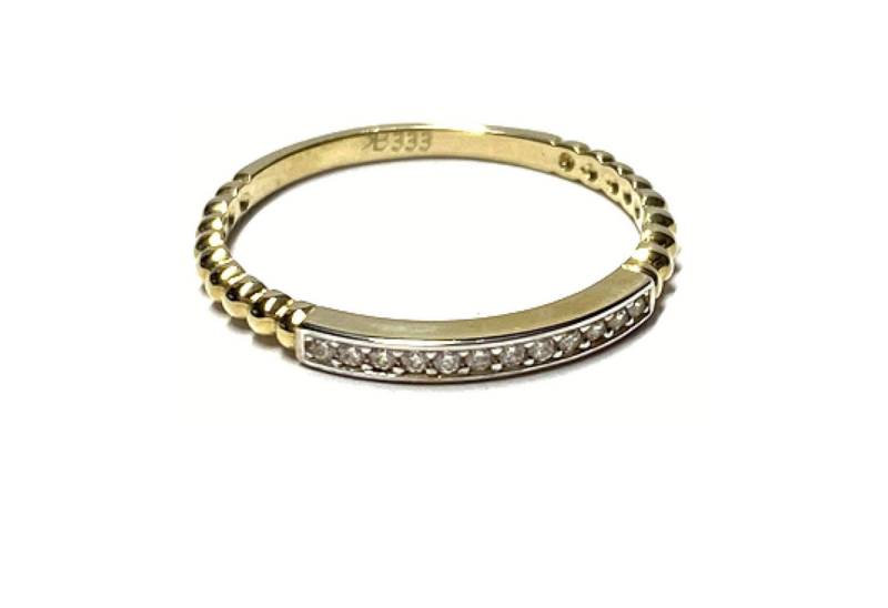 Edelschmiede925 Schmuckset Ring 333/- Gold Zirkonia Bandring Kugeloptik Vorsteckring #56 von Edelschmiede925