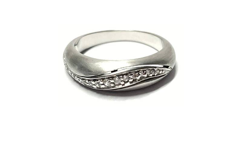 Edelschmiede925 Schmuckset Silberring 925 Silber rhodiniert Zirkonia matt Schmuckring #54 von Edelschmiede925