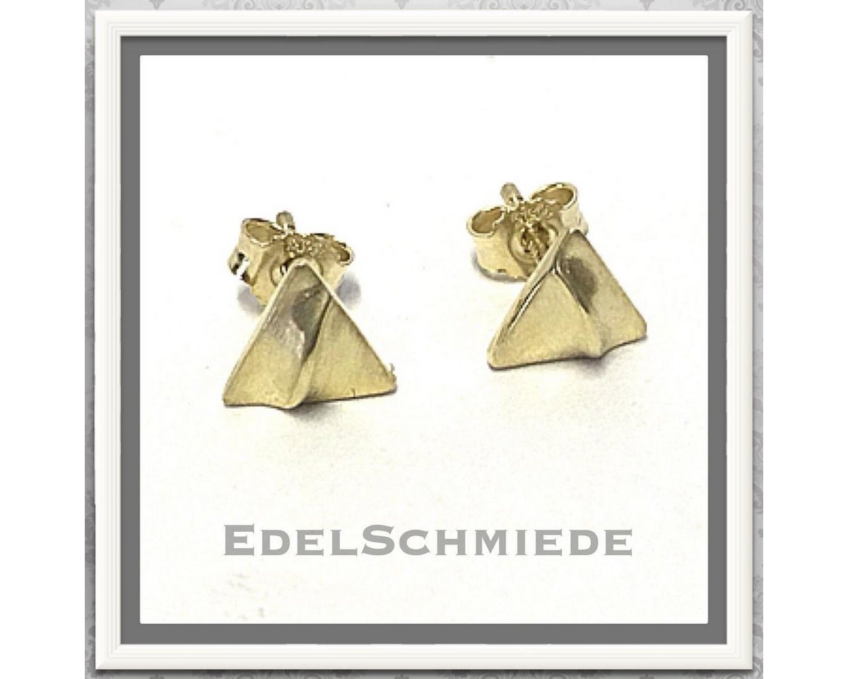 Edelschmiede925 Schmuckset dreieckige Ohrstecker in 333/- Gelbgold matt von Edelschmiede925