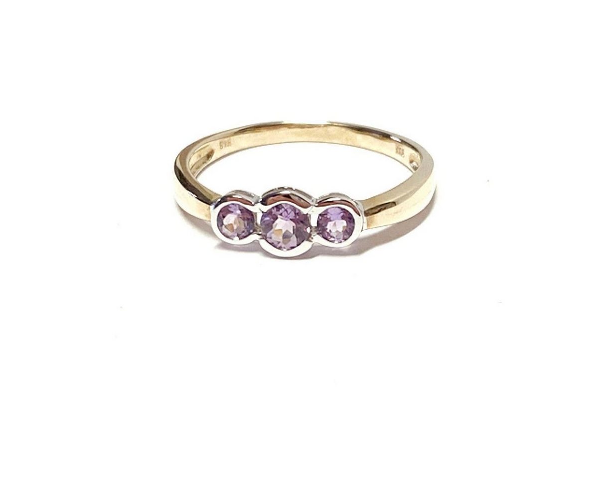 Edelschmiede925 Schmuckset edler Schmuckring in 333/- Gelbgold mit 3 Amethyst #56 von Edelschmiede925