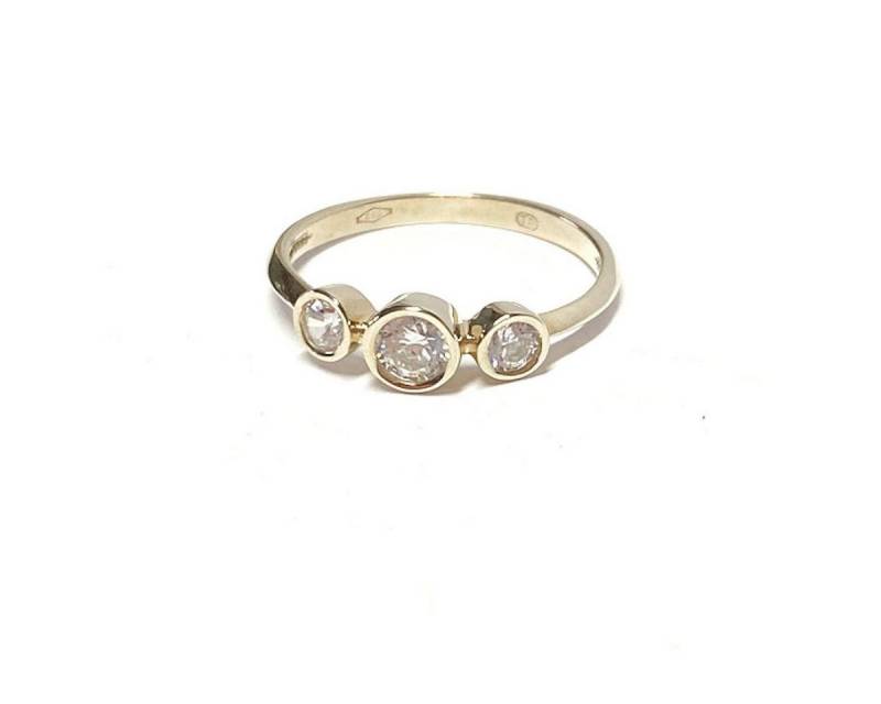 Edelschmiede925 Schmuckset edler Schmuckring in 333/- Gelbgold mit 3 Zirkonia #50 von Edelschmiede925