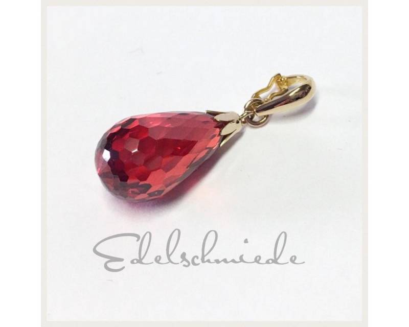 Edelschmiede925 Schmuckset herrlich roter Zirkonia als Clipanhänger in 333/- Gelbgold von Edelschmiede925