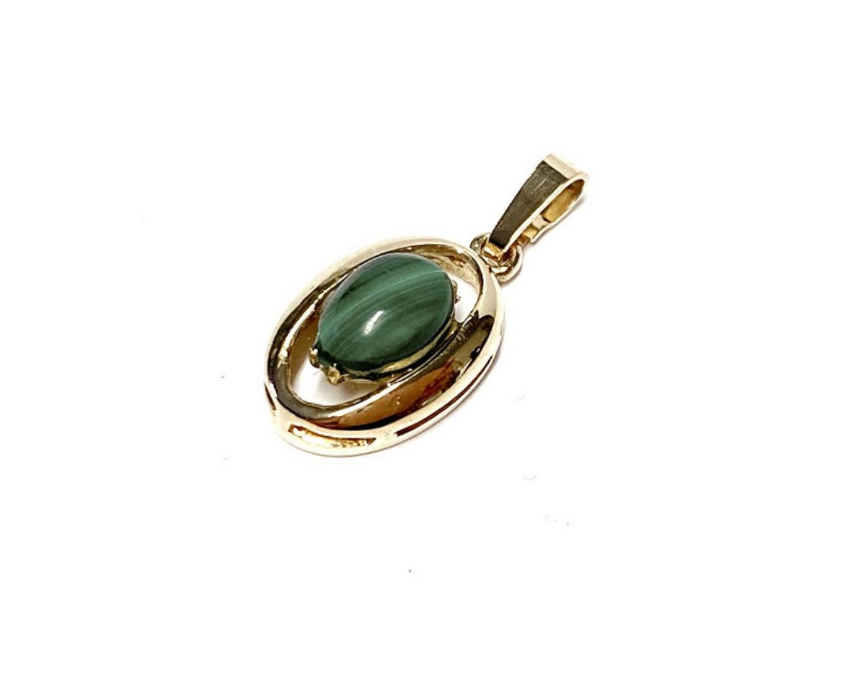 Edelschmiede925 Schmuckset kleiner dezenter Anhänger in 375/- Gelbgold mit Malachit Cabochon oval Edelschmiede925 Schmuckset kleiner dezenter Anhänger in 375/- Gelbgold mit Malachit Cabochon oval von Edelschmiede925