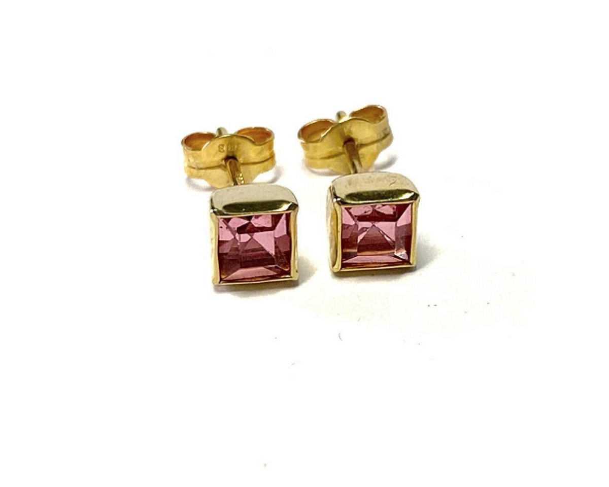 Edelschmiede925 Schmuckset rosa Zirkonia (eckig) in 333 Gelbgold als Ohrstecker von Edelschmiede925