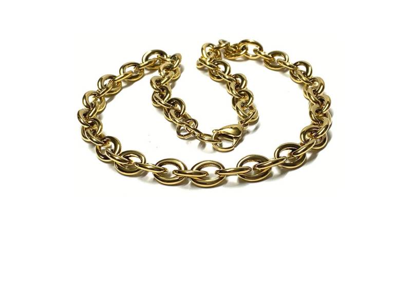 Edelschmiede925 Silberkette Kette Edelstahl vergoldet Ankerkette robust Halskette Collier 50cm von Edelschmiede925