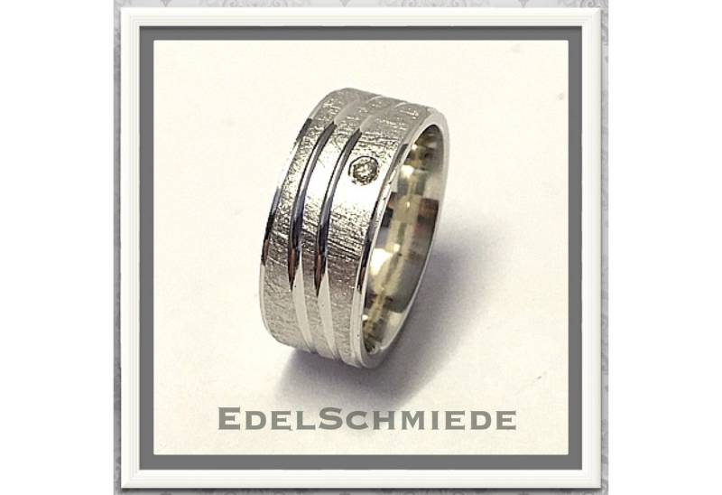 Edelschmiede925 Silberring Bandring in 925 Silber rhod mit Zirkonia #57 -matt von Edelschmiede925