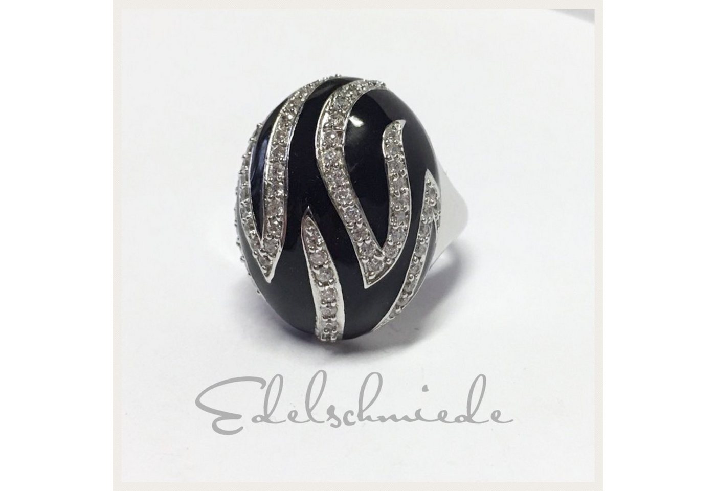 Edelschmiede925 Silberring Damenring 925 rhod mit schwarzem Lack und Zirkonia Ringgröße 54 Edelschmiede925 Silberring Damenring 925 rhod mit schwarzem Lack und Zirkonia Ringgröße 54 von Edelschmiede925
