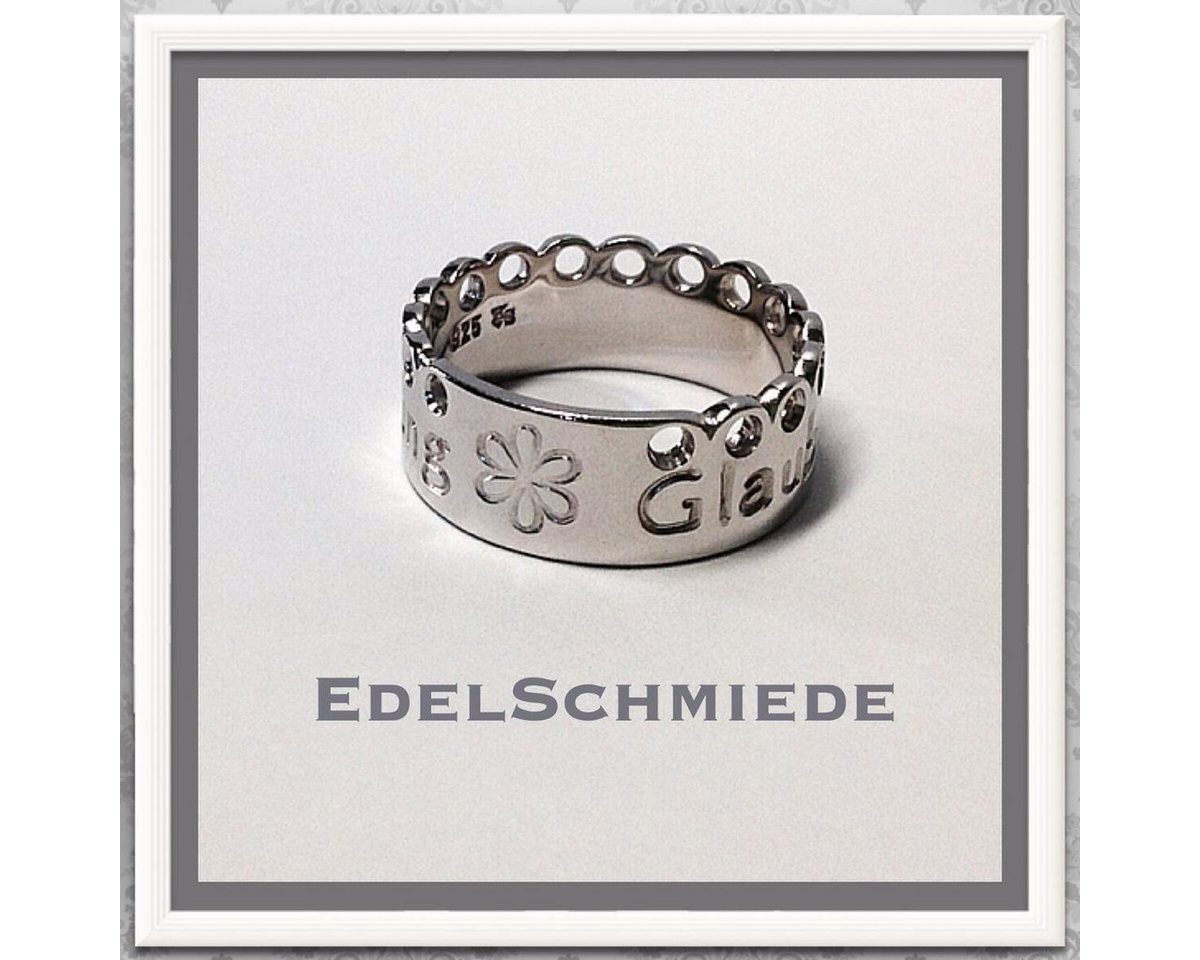 Edelschmiede925 Silberring Edelschmiede925 Glaube, Liebe, Hoffnung als Spruchband im Ring,925 von Edelschmiede925