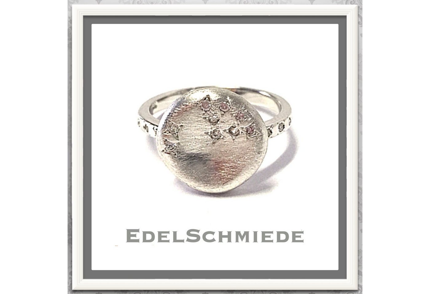 Edelschmiede925 Silberring Edelschmiede925 Ring 925 Silber rhod mit Zirkonia - matt - Ringgröße von Edelschmiede925