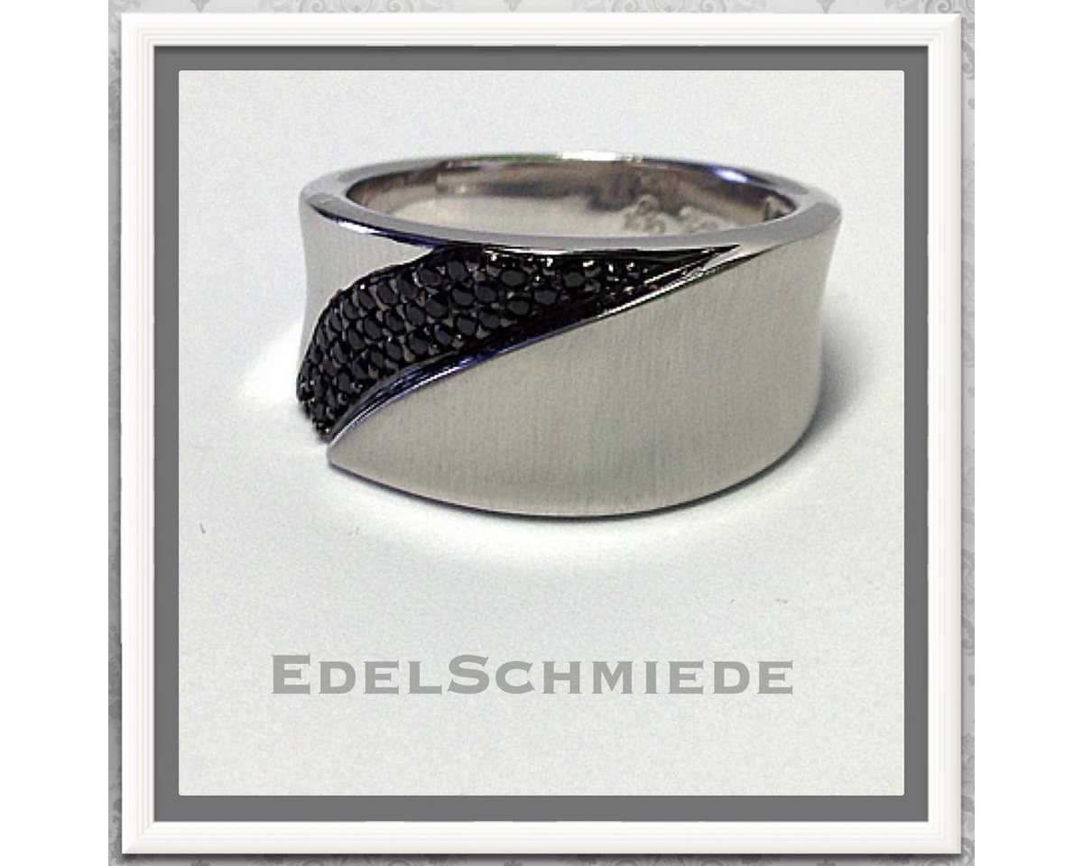 Edelschmiede925 Silberring Silberring 925 rhod mit schwarzen Zirkonias Ringgröße56 von Edelschmiede925