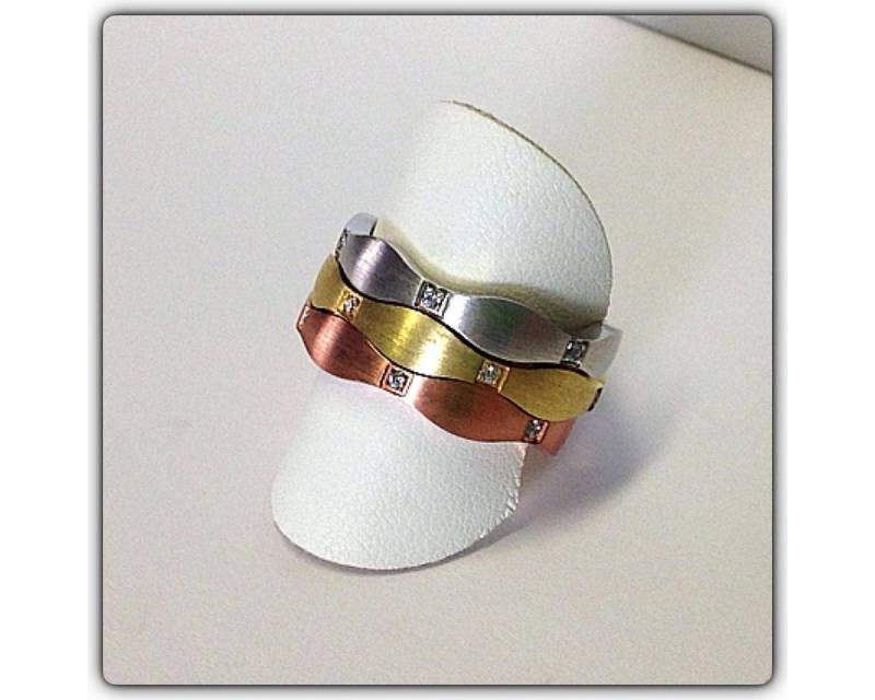 Edelschmiede925 Silberring Silberring mit geschwungener Schiene 925 Zirk rosé #56 von Edelschmiede925