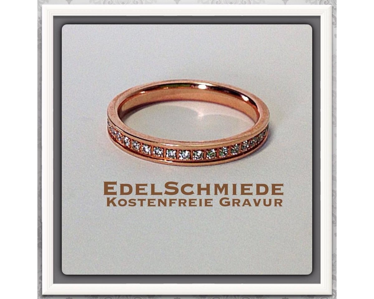 Edelschmiede925 Silberring Silberring 925 rosé vergoldet Zirkonia umlaufend Eternity Bandring von Edelschmiede925