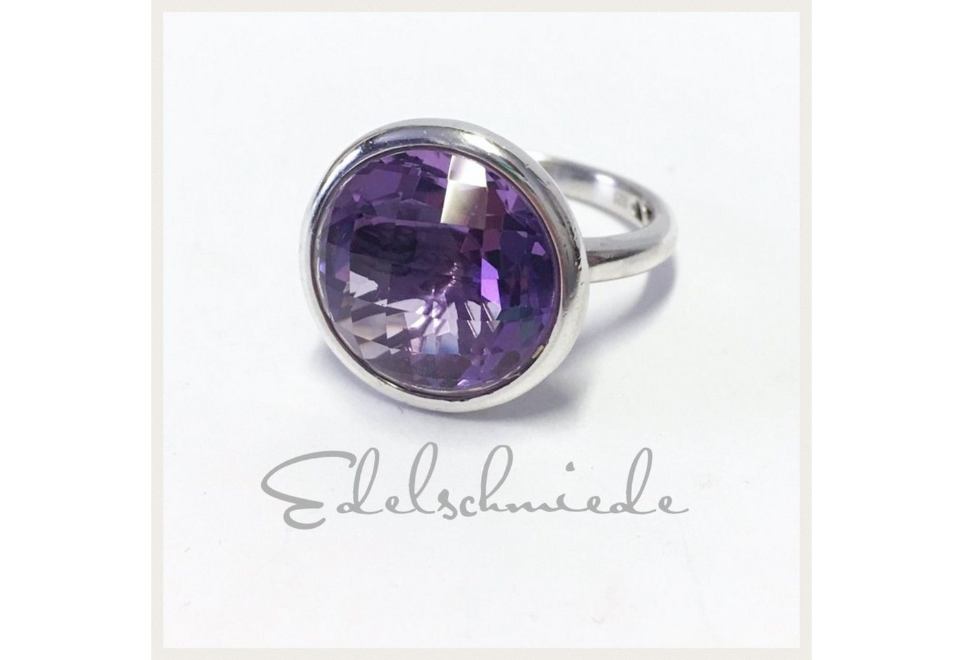 Edelschmiede925 Silberring edler Silberring rhod mit Amethyst facettiert Ringgröße 56 von Edelschmiede925