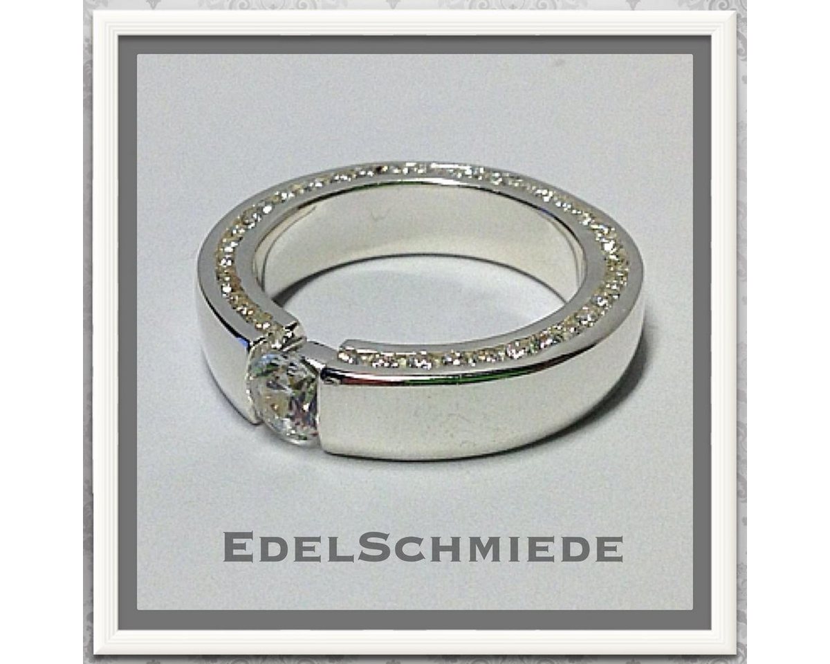 Edelschmiede925 Silberring eleganter Fingerring in 925 Silber mit vielen Zirk Ringgröße 55 von Edelschmiede925