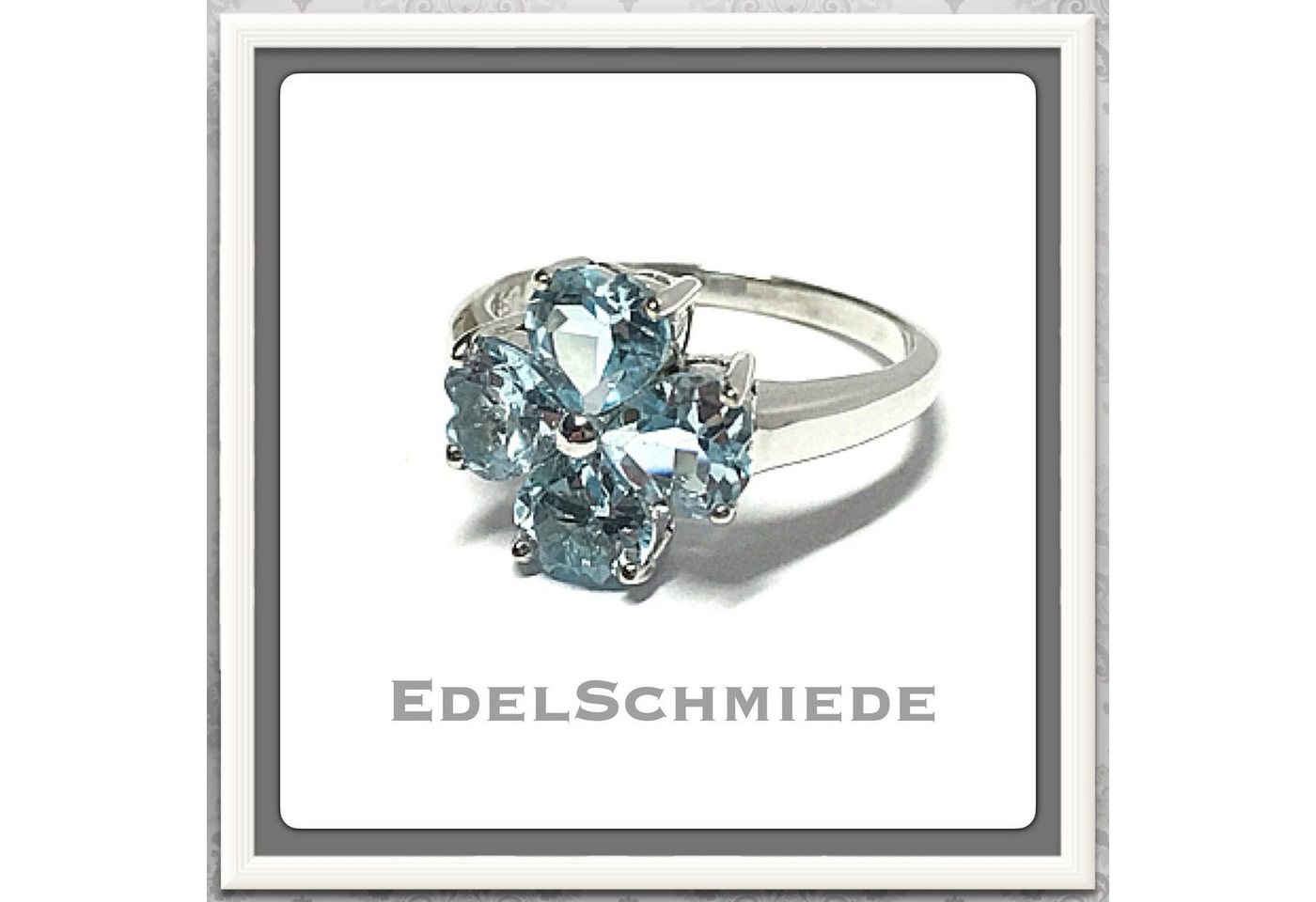 Edelschmiede925 Silberring feiner Ring in 925/- Sterling Silber mit Blautopas von Edelschmiede925