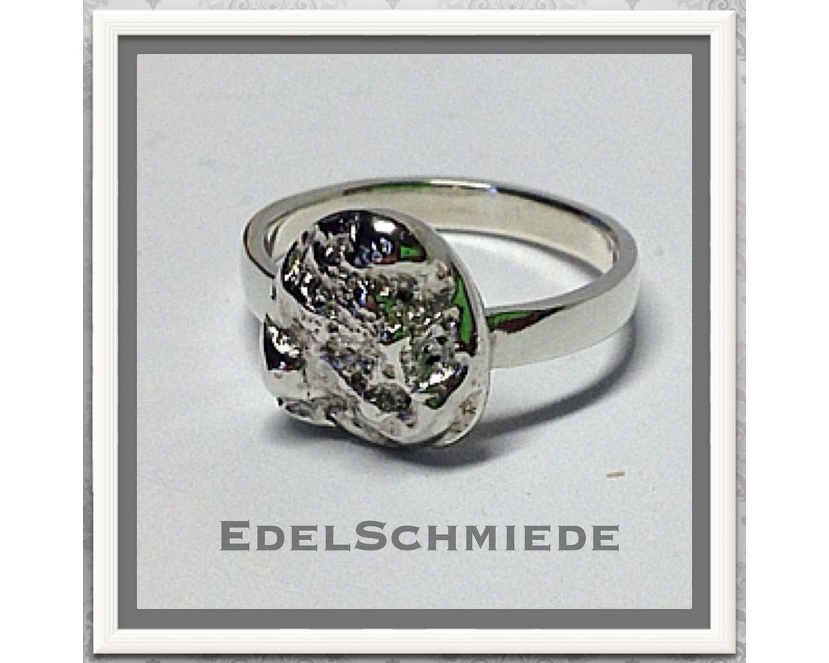 Edelschmiede925 Silberring schlichter Ring mit Silbernugget 925/-Ringgröße57 von Edelschmiede925