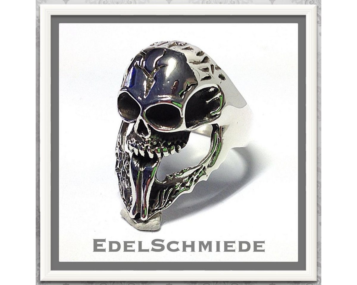 Edelschmiede925 Silberring üppiger Silberring mit Totenkopf in 925 Silber Ringgröße 70 von Edelschmiede925