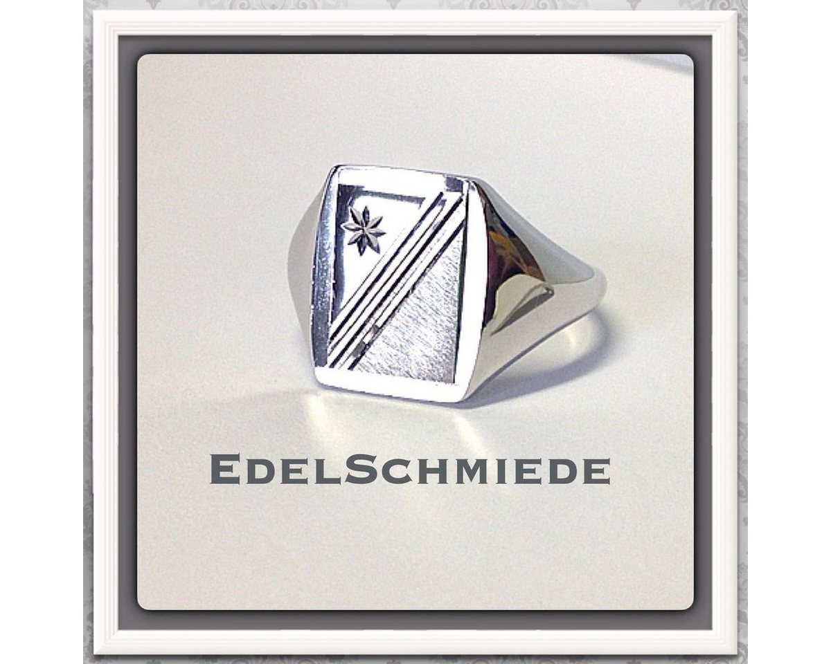 Edelschmiede925 Silberring Herrenring 925 Silber rhod. mit Diamantierung #63 von Edelschmiede925