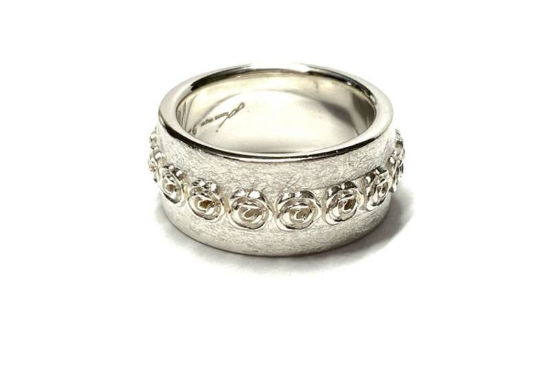 Edelschmiede925 Silberring Ring 925 Silber Rosen Motiv Bandring Rosenring breit massiv #53 von Edelschmiede925