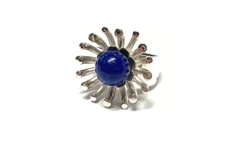 Edelschmiede925 Silberring Ring Silber 925/- Lapis Lazuli Kugel 10mm Handarbeit #61 von Edelschmiede925
