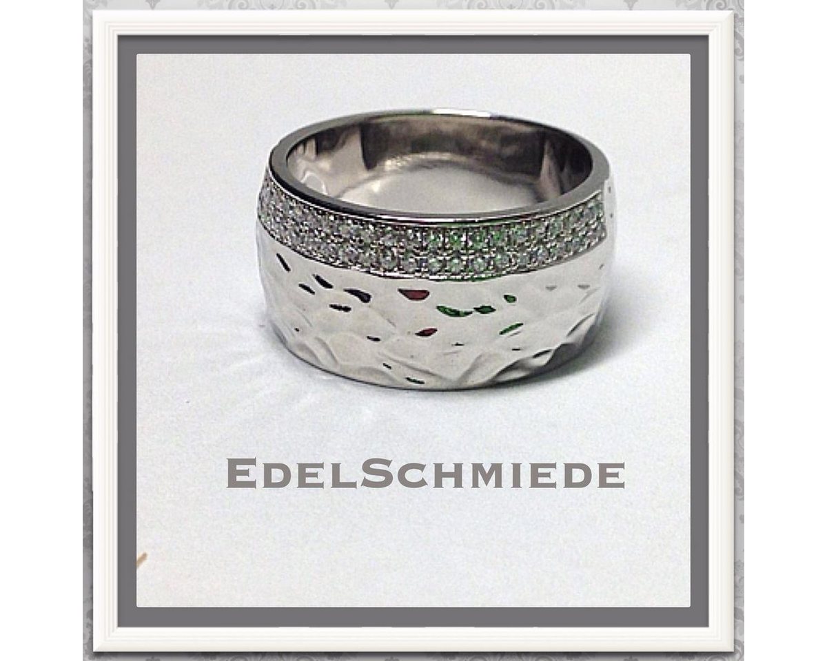 Edelschmiede925 Silberring breiter Silberring 925 rhod mit Zirkonia #53 von Edelschmiede925