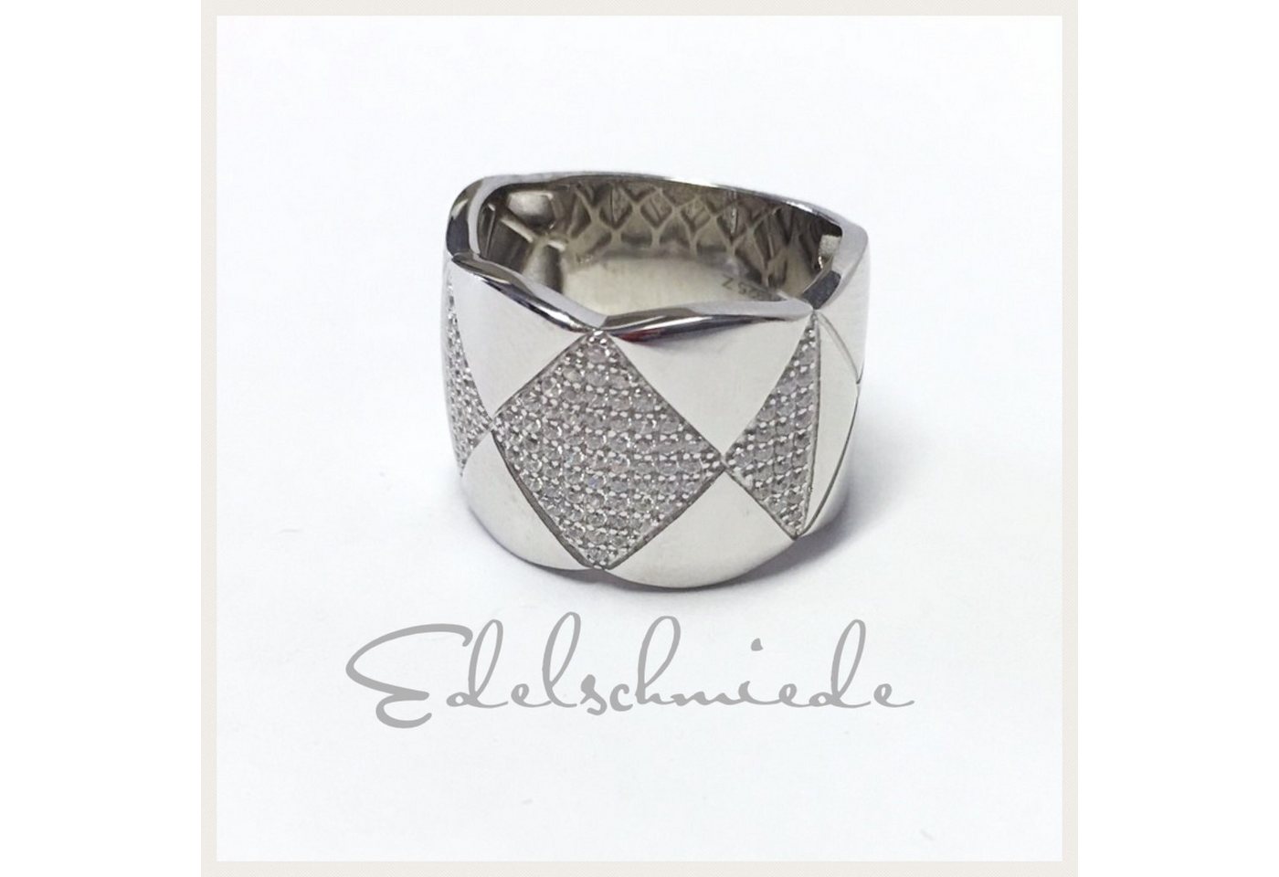 Edelschmiede925 Silberring edler, breiter Ring 925 Silber rhod Zirkonia Größe 54 von Edelschmiede925