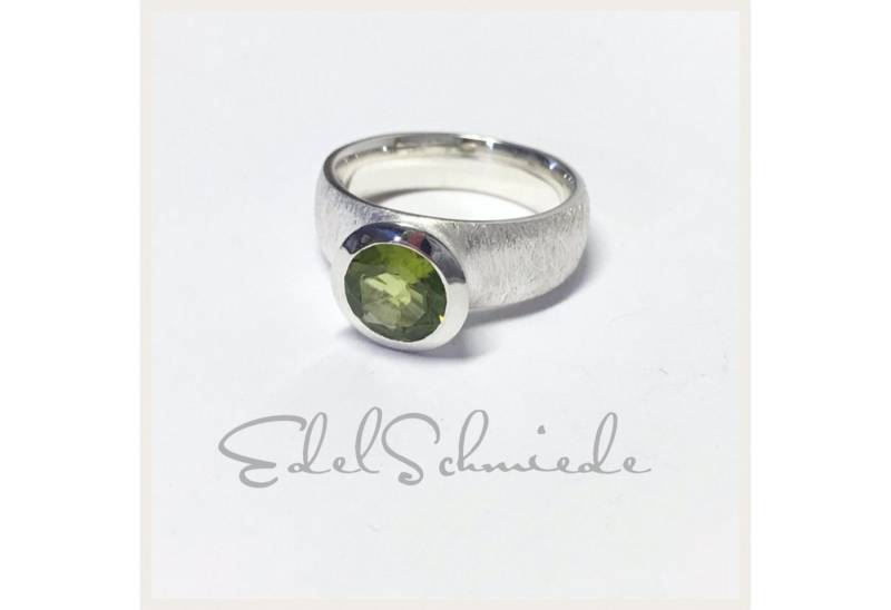 Edelschmiede925 Silberring facettierter Peridot als Schmuckring 925 Silber Größe 54 von Edelschmiede925