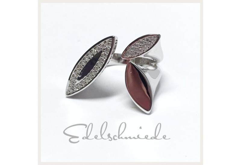 Edelschmiede925 Silberring moderner Ring 925 Silber rhod Zirkonia Größe 52 von Edelschmiede925