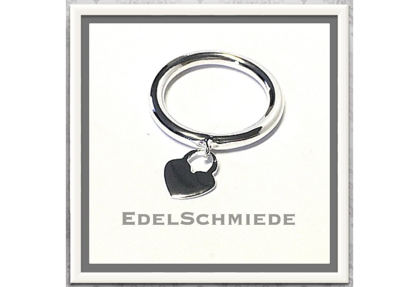 Edelschmiede925 Silberring schlichter Ring 925 Silber mit bewegl. Herz #64 von Edelschmiede925