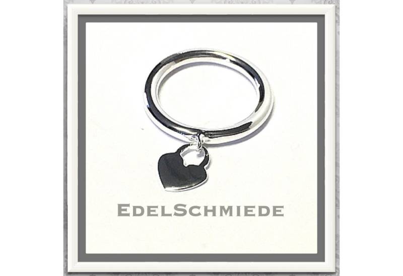 Edelschmiede925 Silberring schlichter Ring 925 Silber mit bewegl. Herz #64 von Edelschmiede925