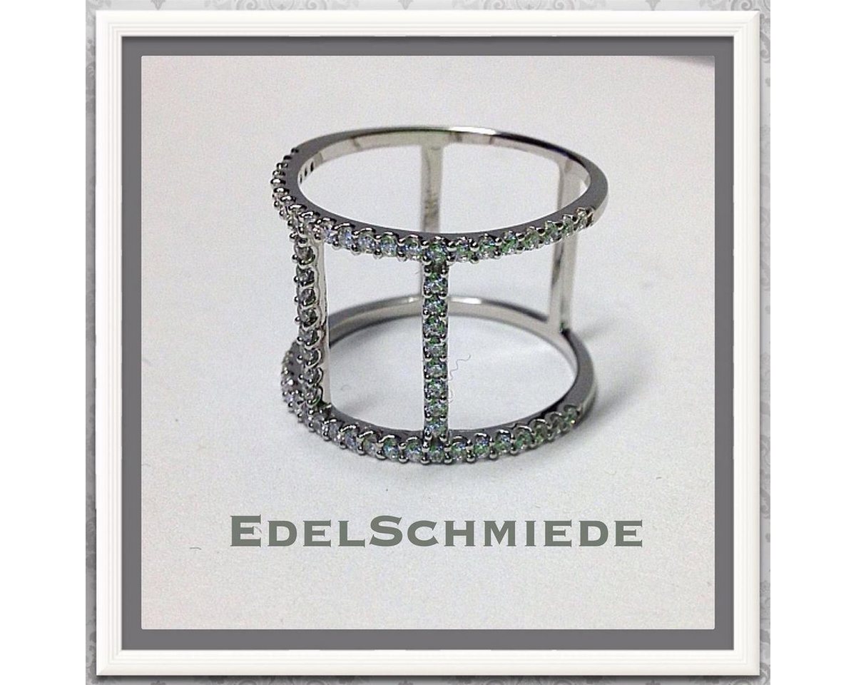 Edelschmiede925 Silberring zarter925 rhod mit Zirkonias #53 von Edelschmiede925