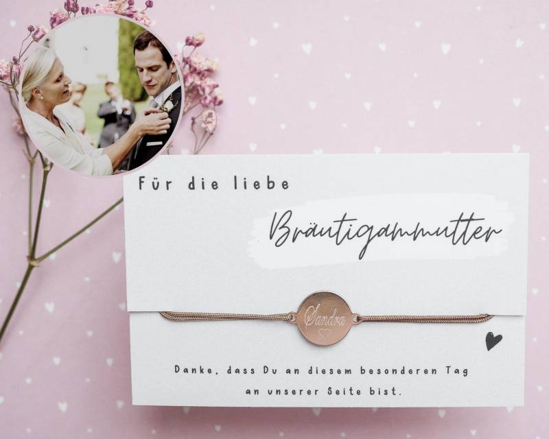 Armband "Bräutigammutter" Mit Wunschgravur 925Er Silber Rosé Vergoldet von Edelschnitte