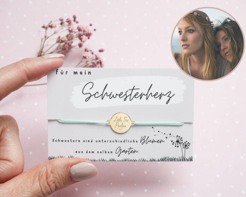 Armband "Schwesterherz" Mit Wunschgravur 925Er Silber Vergoldet von Edelschnitte